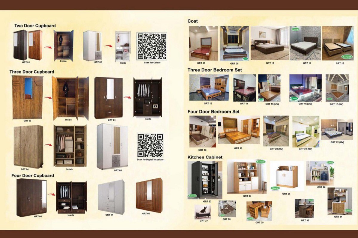 Printed catalog spread: the complete GRT range